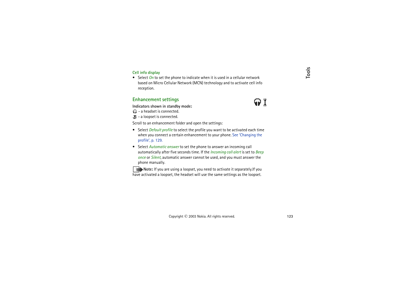 Enhancement settings | Nokia 9362065 User Manual | Page 123 / 205