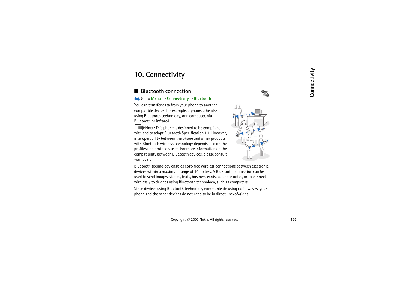 Connectivity, Bluetooth connection | Nokia 9362065 User Manual | Page 163 / 205