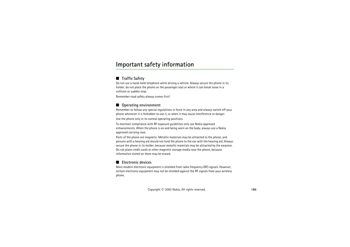 Important safety information | Nokia 9362065 User Manual | Page 186 / 205