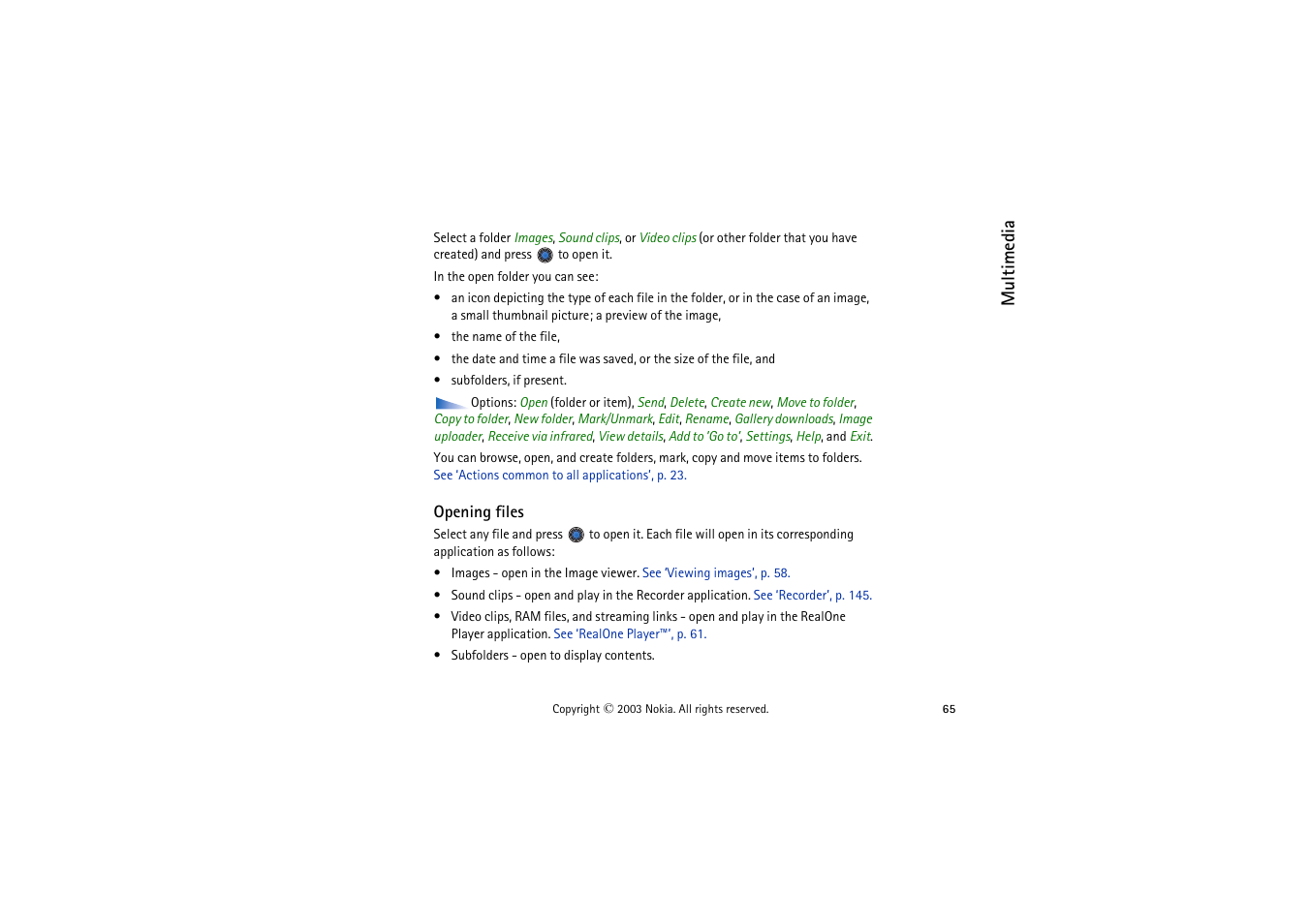 Opening files | Nokia 9362065 User Manual | Page 65 / 205
