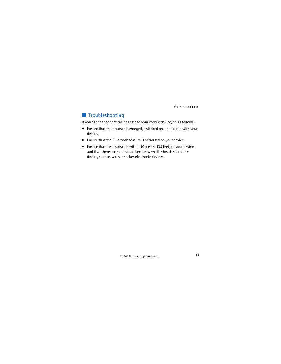 Troubleshooting | Nokia BH-703 User Manual | Page 11 / 19