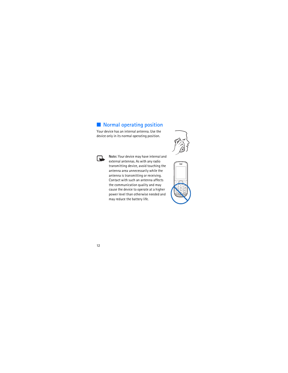 Normal operating position | Nokia 1006 User Manual | Page 13 / 81