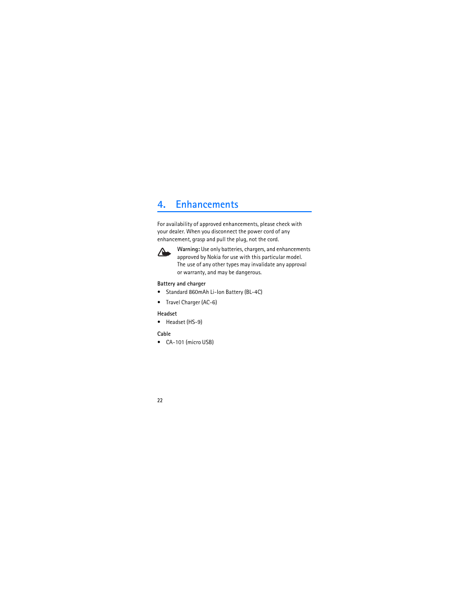 Enhancements | Nokia 1006 User Manual | Page 23 / 81