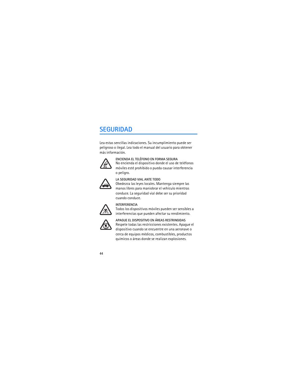 Seguridad | Nokia 1006 User Manual | Page 45 / 81