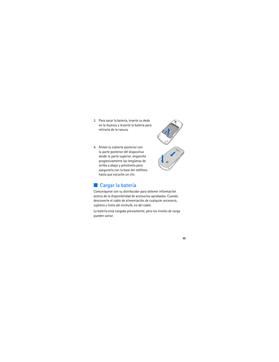 Cargar la batería | Nokia 1006 User Manual | Page 50 / 81