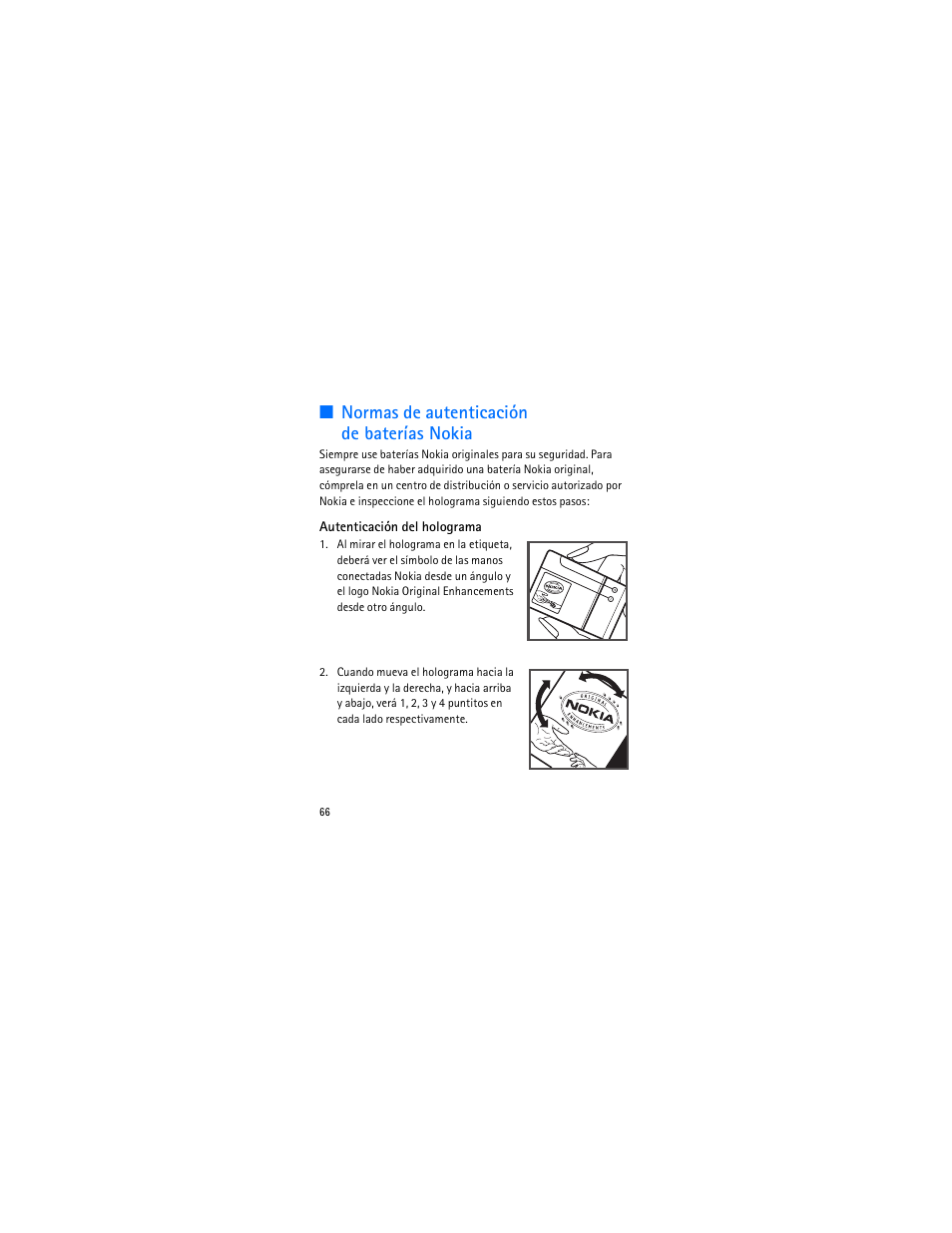 Normas de autenticación debateríasnokia, Normas de autenticación de baterías nokia | Nokia 1006 User Manual | Page 67 / 81
