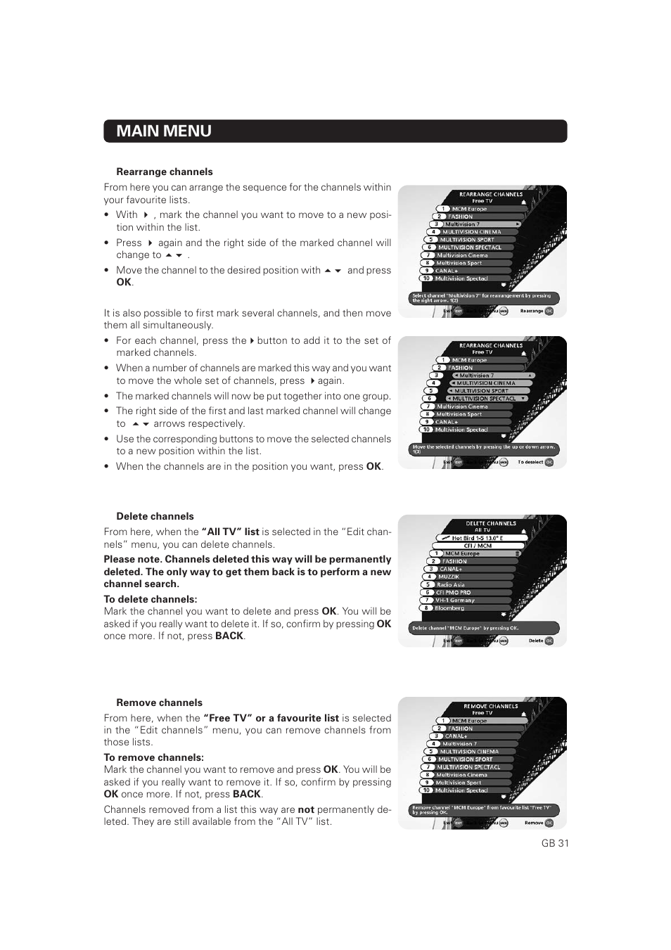 Main menu | Nokia Mediamaster 9802 S User Manual | Page 31 / 50