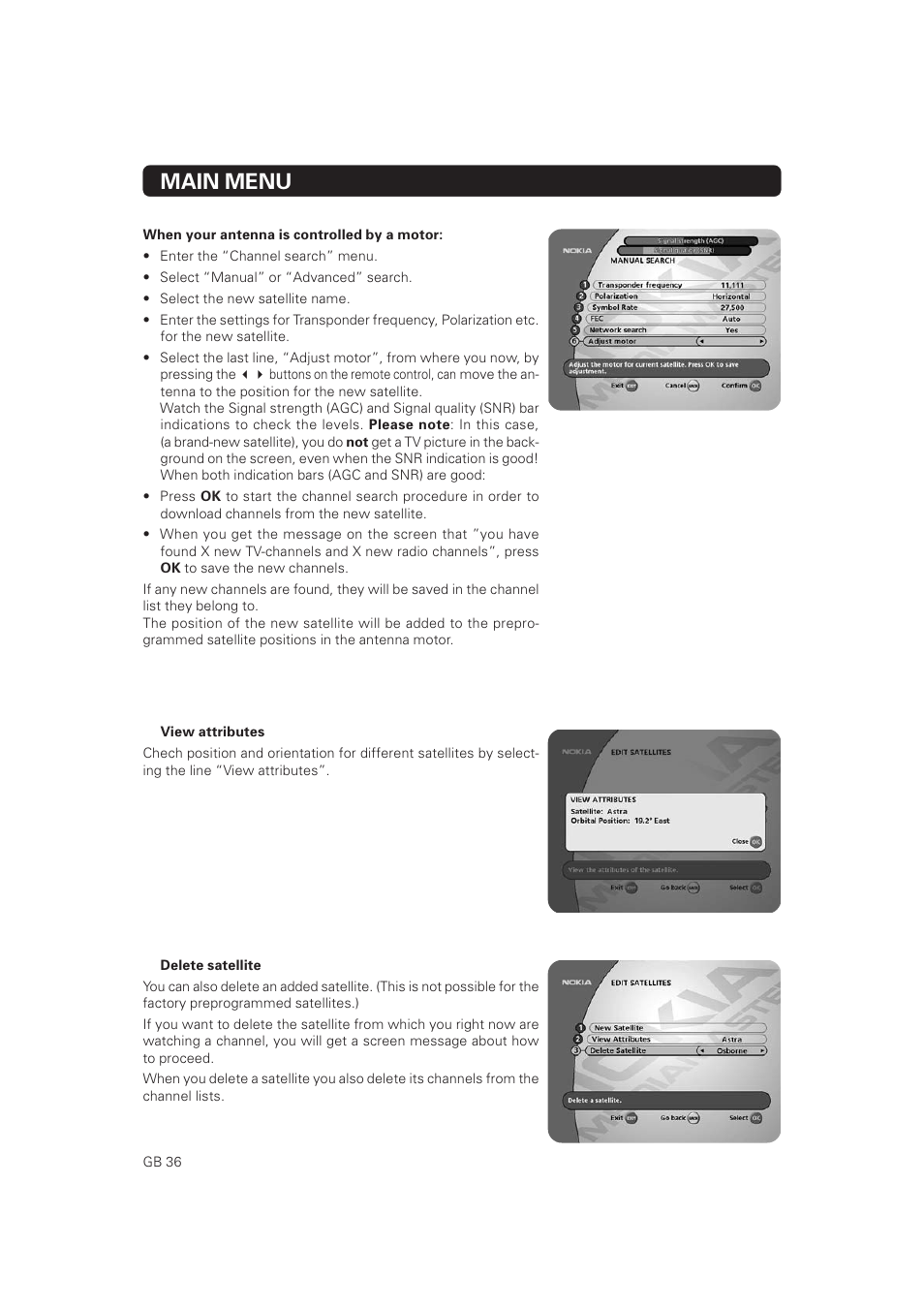 Main menu | Nokia Mediamaster 9802 S User Manual | Page 36 / 50