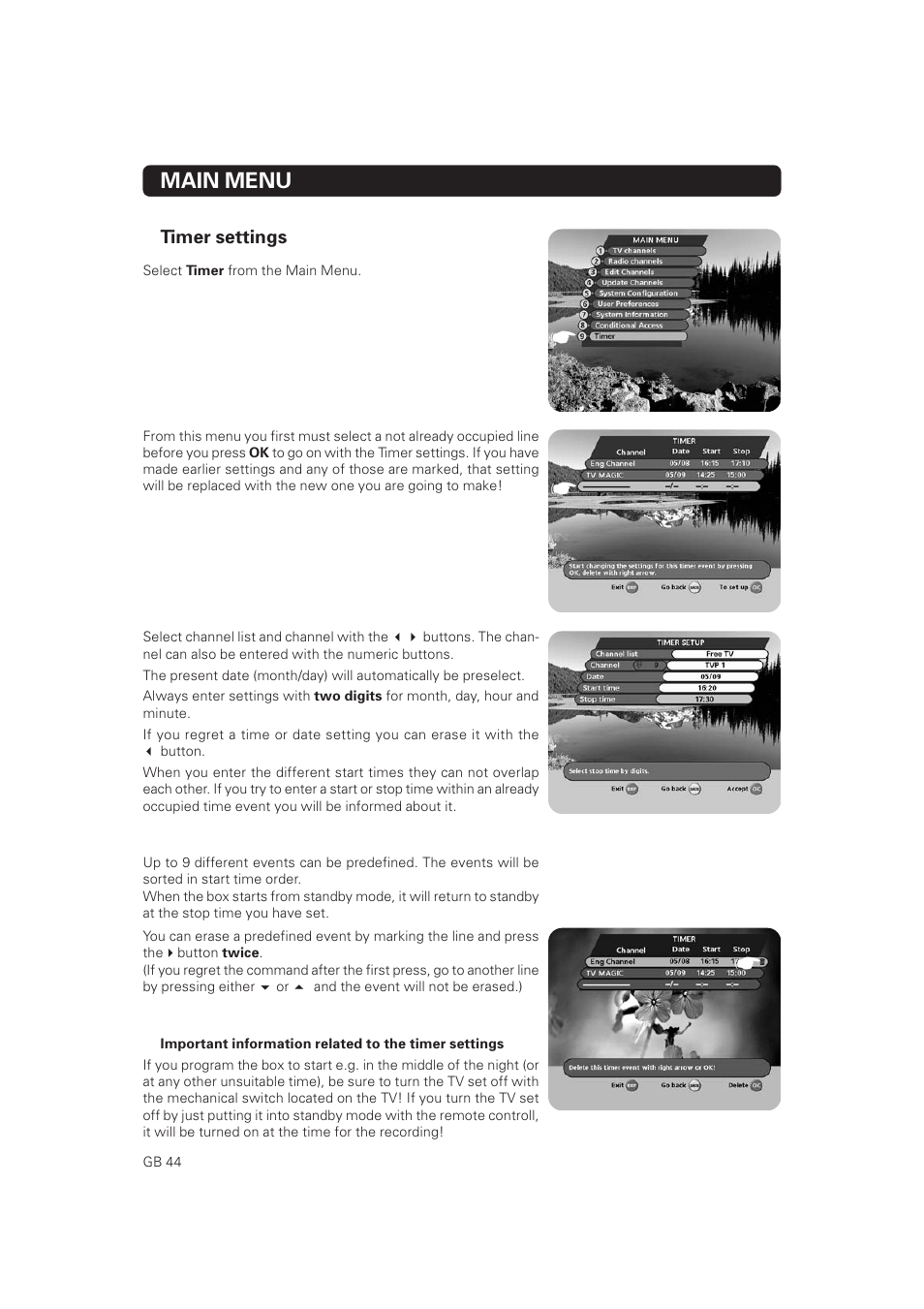 Main menu | Nokia Mediamaster 9802 S User Manual | Page 44 / 50