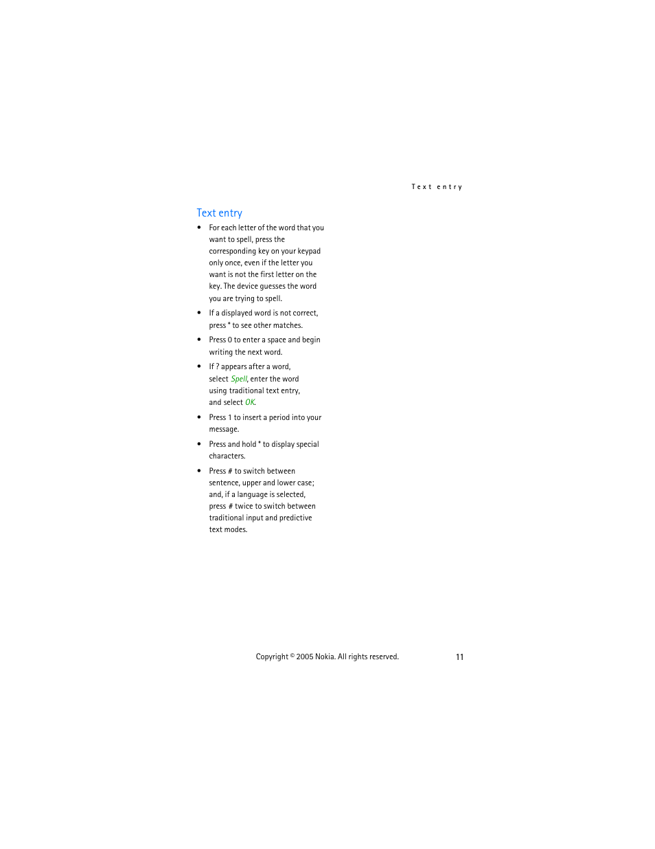 Text entry | Nokia 2255 User Manual | Page 19 / 54