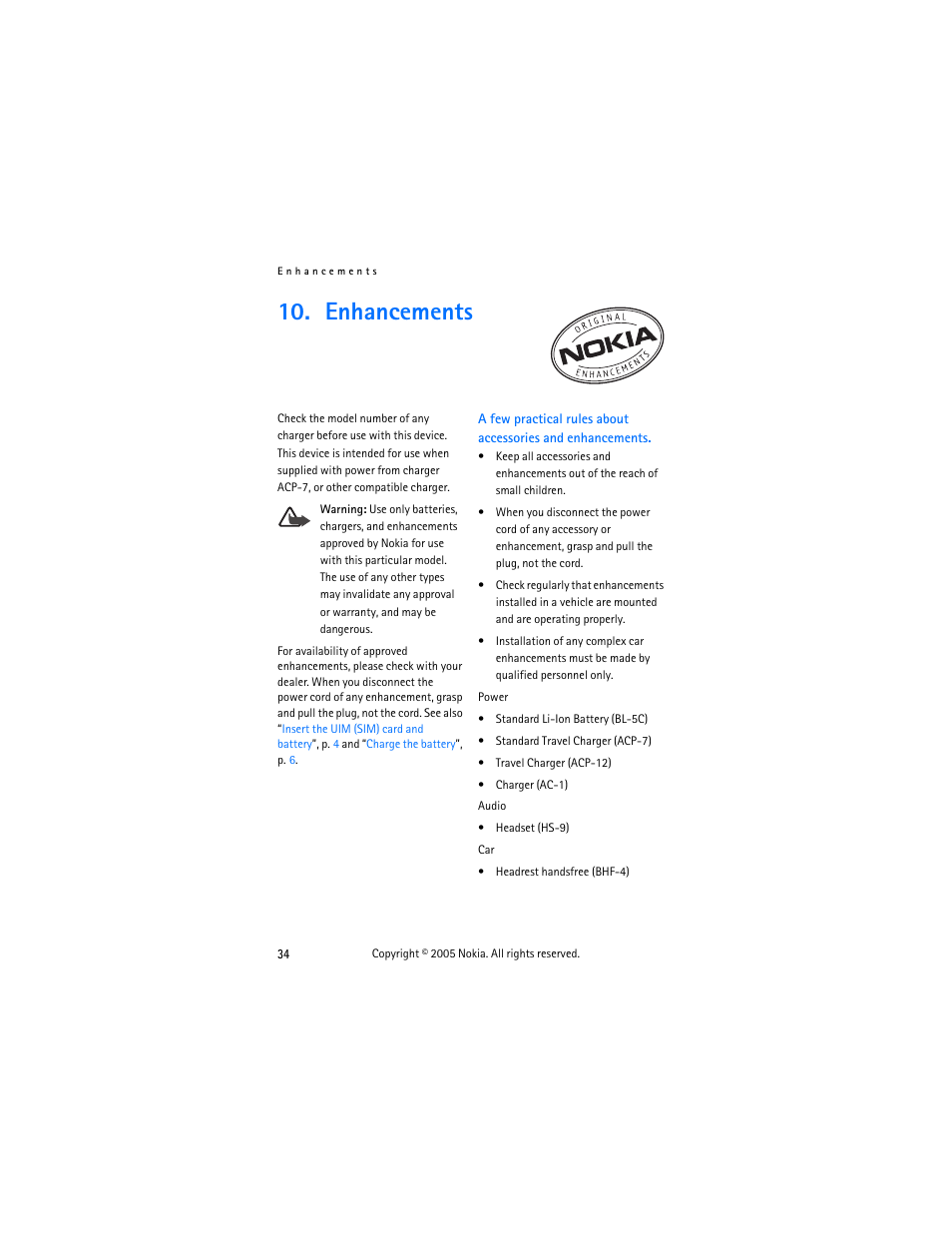 Enhancements | Nokia 2255 User Manual | Page 42 / 54