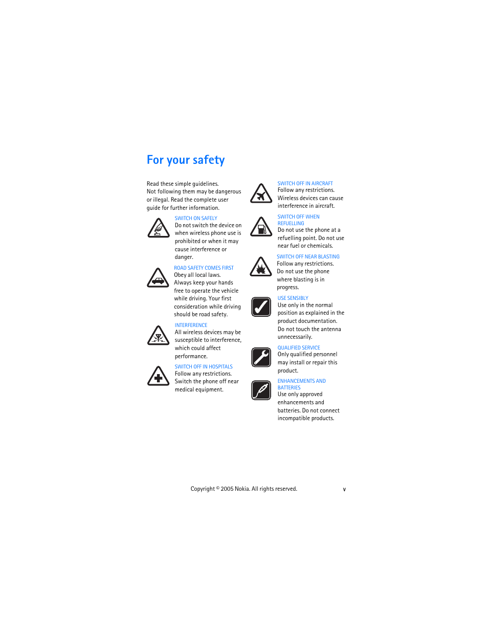 For your safety | Nokia 2255 User Manual | Page 5 / 54