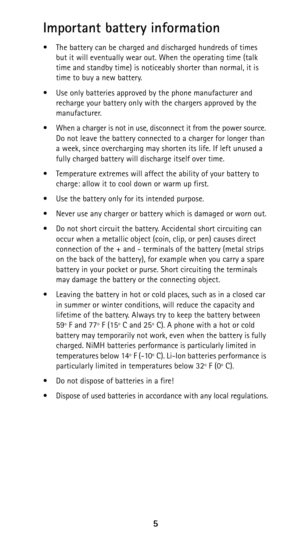 Important battery information | Nokia 5125 User Manual | Page 12 / 89