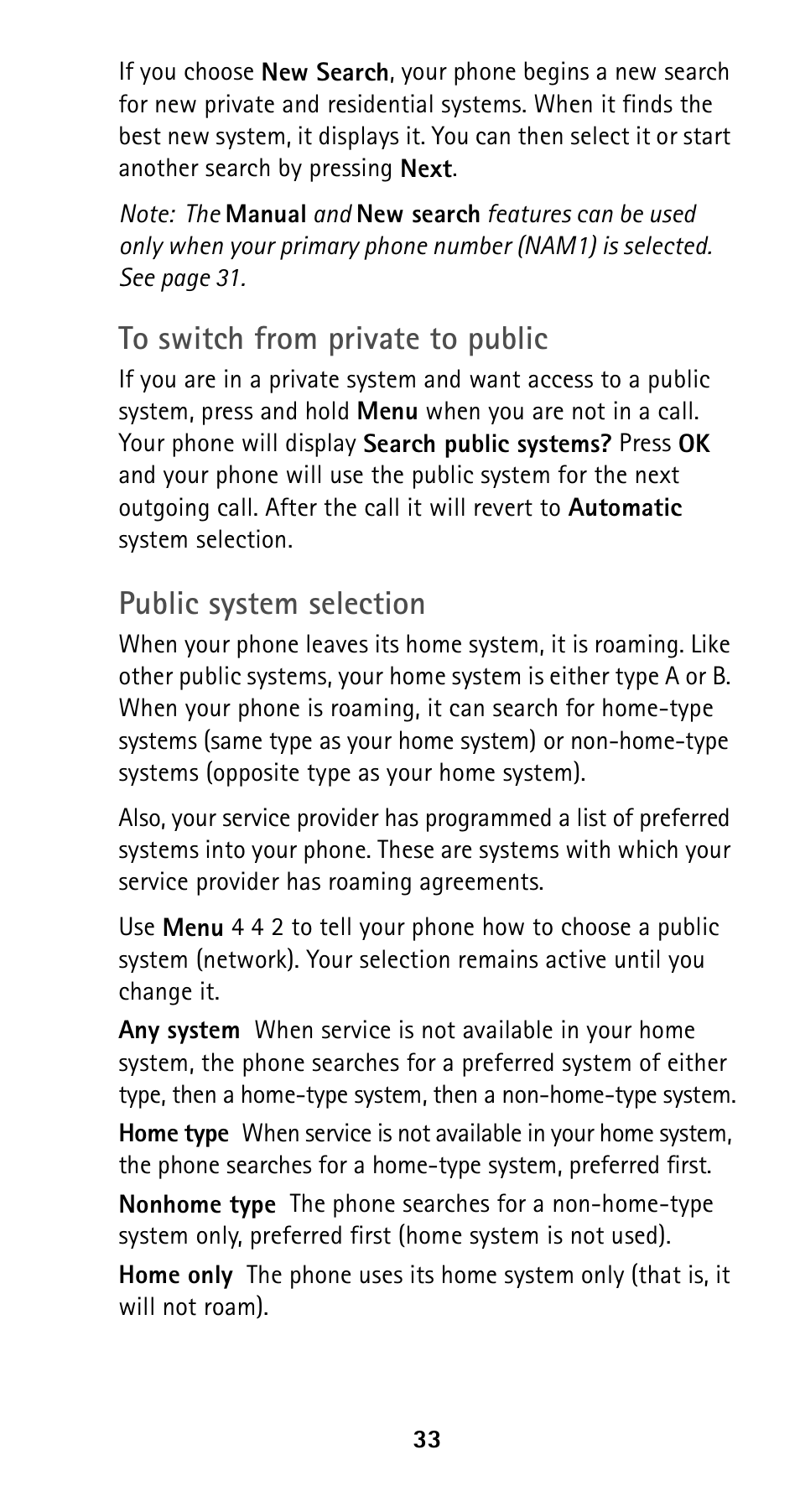 Public system selection | Nokia 5125 User Manual | Page 40 / 89