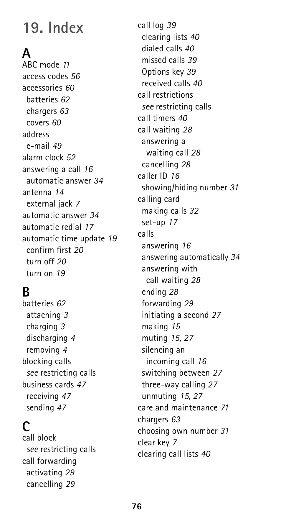 Index | Nokia 5125 User Manual | Page 83 / 89