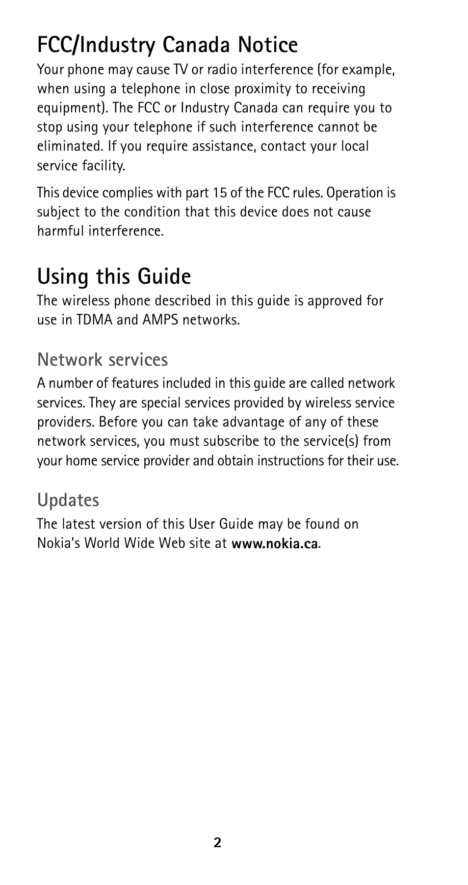 Fcc/industry canada notice, Using this guide, Fcc/industry canada notice using this guide | Nokia 5125 User Manual | Page 9 / 89