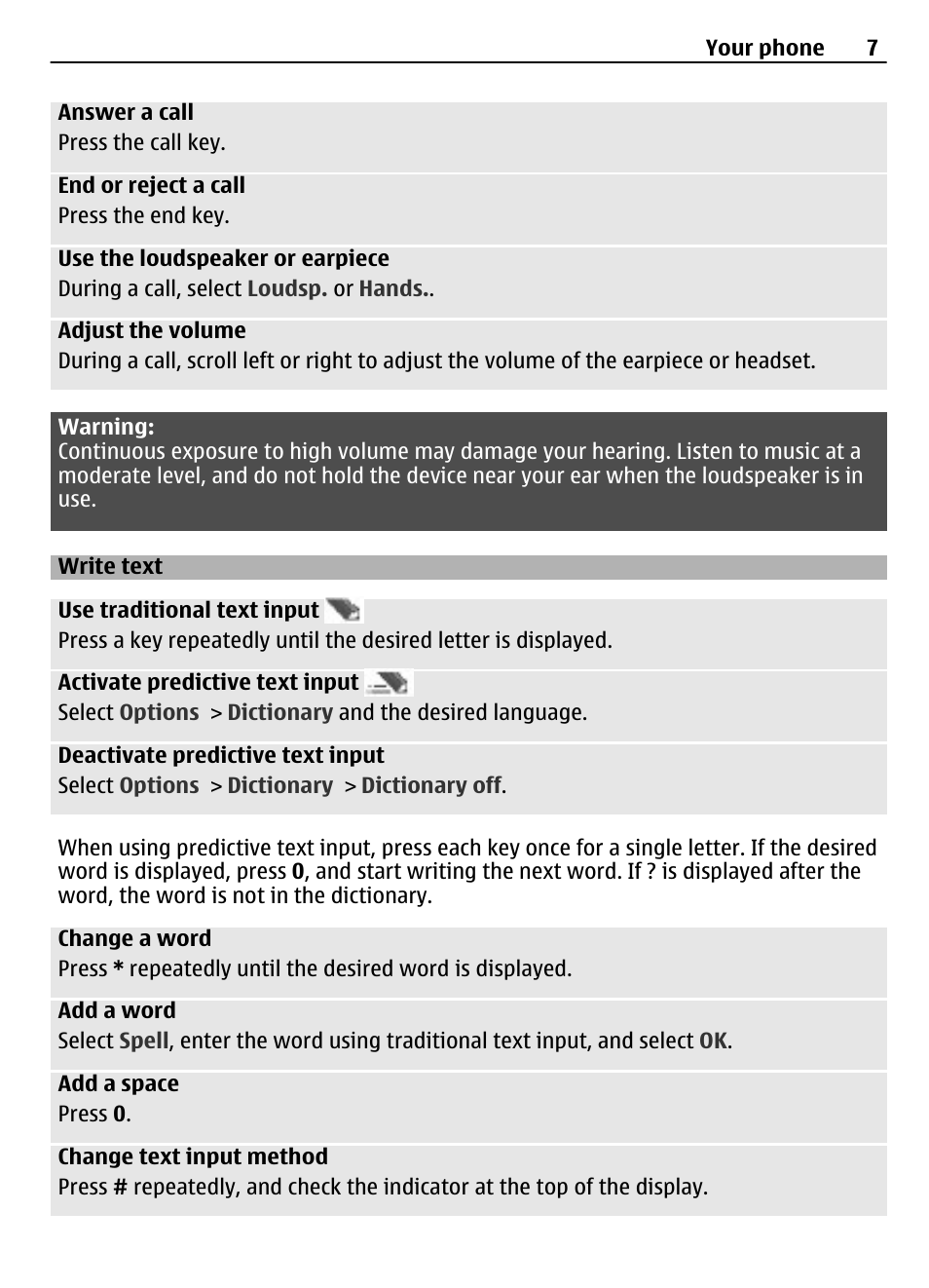 Write text, Message | Nokia 5030 User Manual | Page 7 / 15