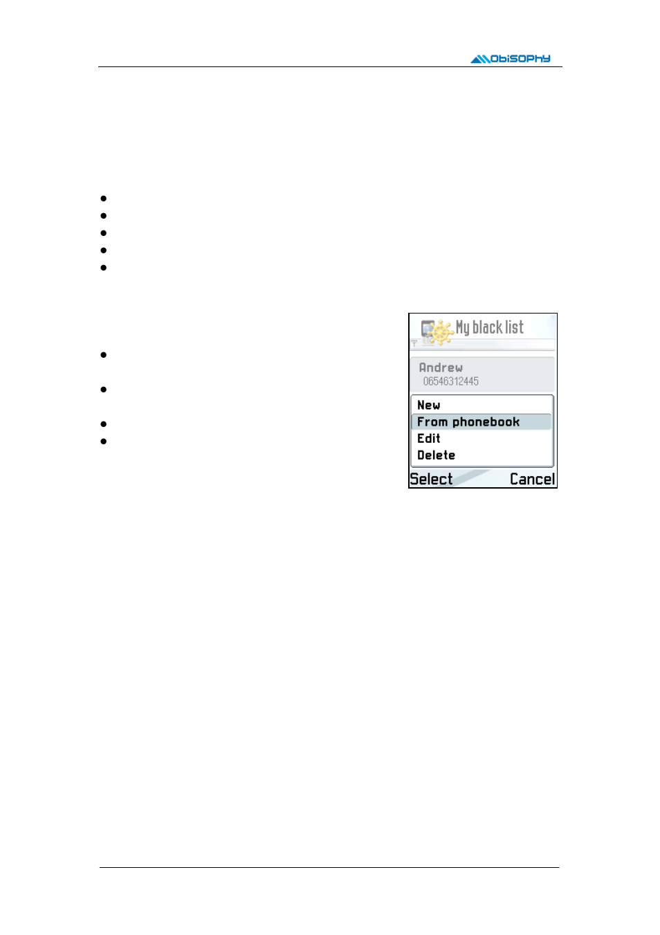 Black/white lists view, 1 lists list view and menu, 2 create or edit a list | Nokia PhonePilot for S60 User Manual | Page 11 / 17