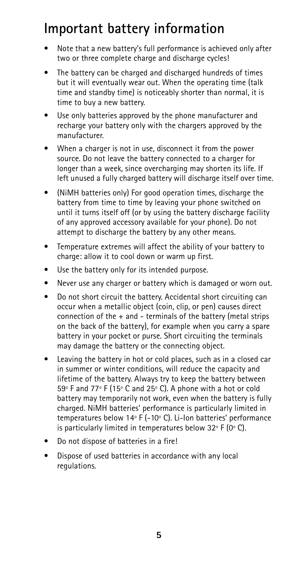 Important battery information | Nokia 5160i User Manual | Page 12 / 81