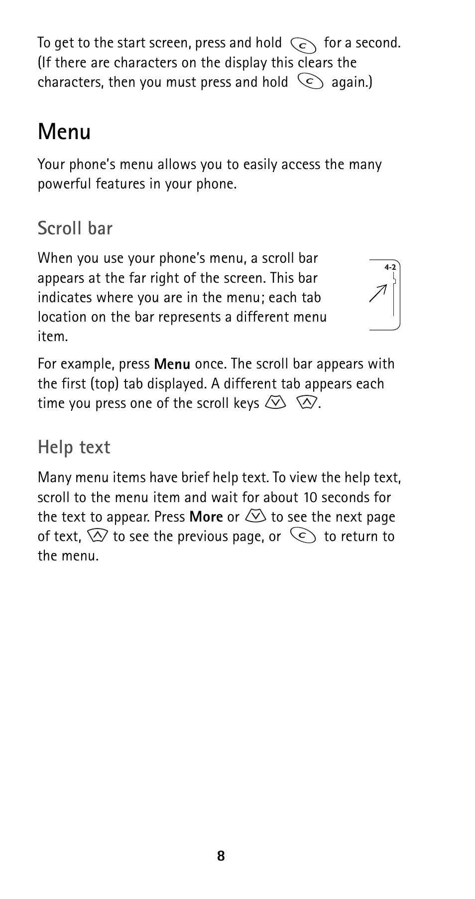Menu, Scroll bar, Help text | Nokia 5160i User Manual | Page 15 / 81
