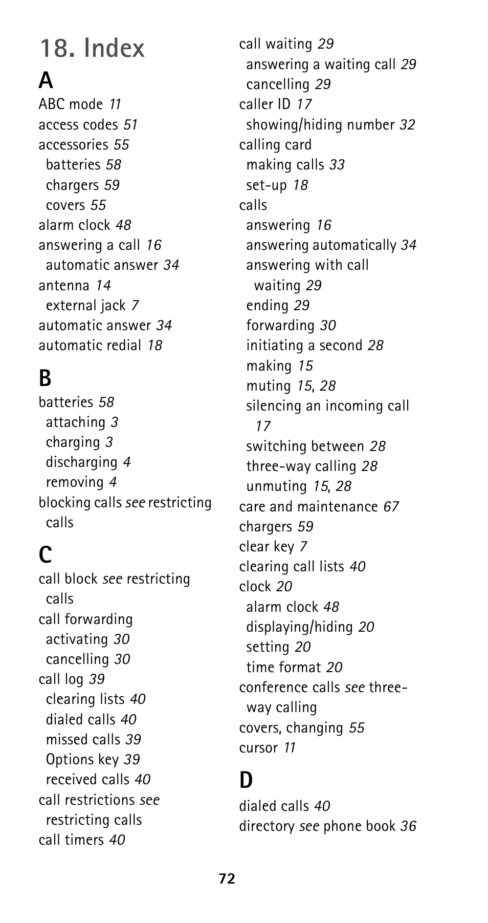 Index | Nokia 5160i User Manual | Page 79 / 81