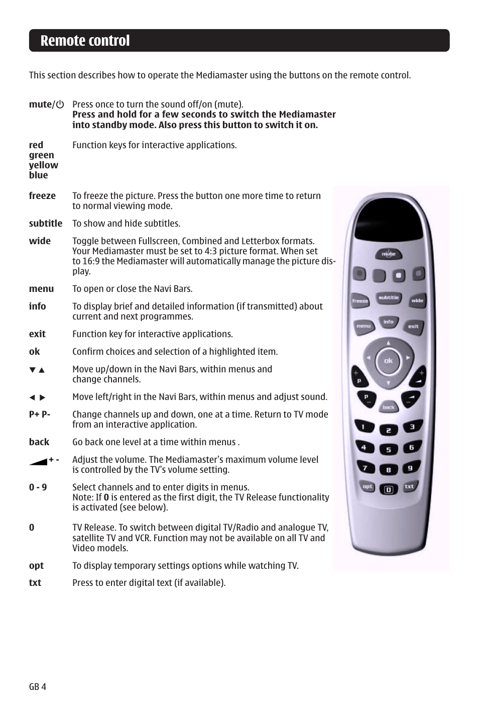 Remote control | Nokia 121 T User Manual | Page 4 / 24