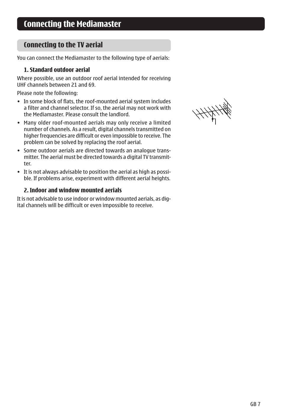 Connecting the mediamaster, Connecting to the tv aerial | Nokia 121 T User Manual | Page 7 / 24