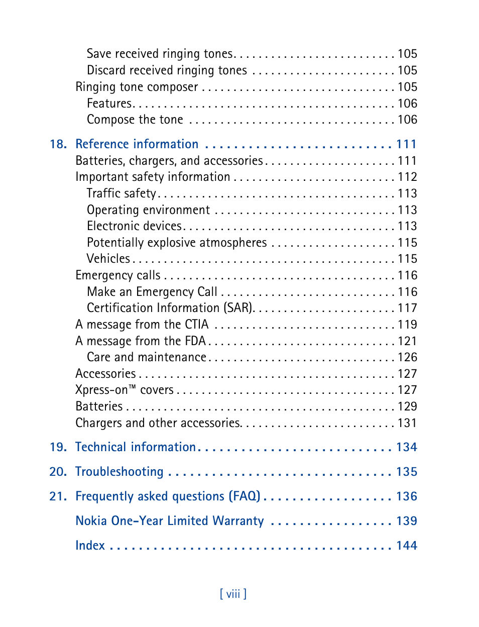 Nokia 3390 User Manual | Page 13 / 161