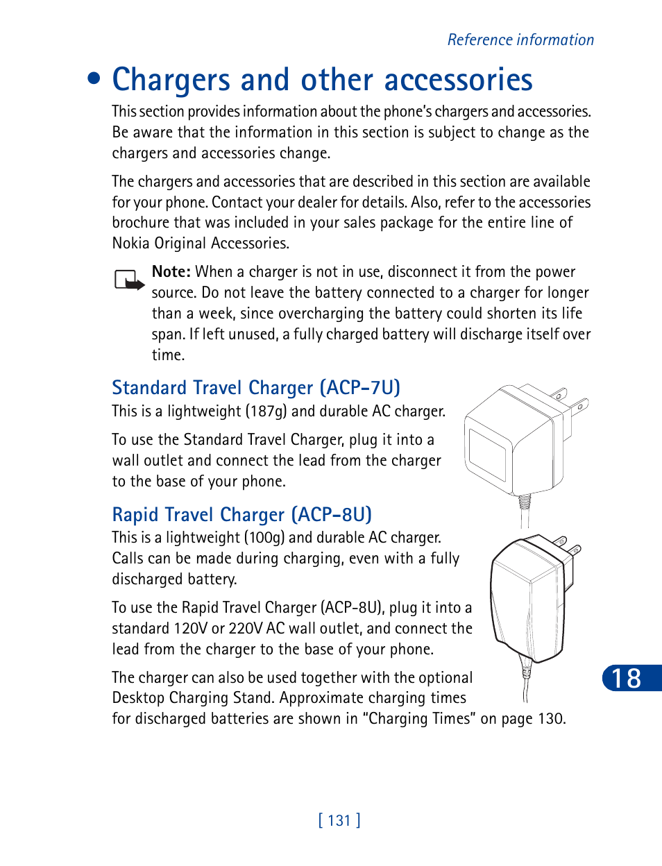 Chargers and other accessories | Nokia 3390 User Manual | Page 144 / 161