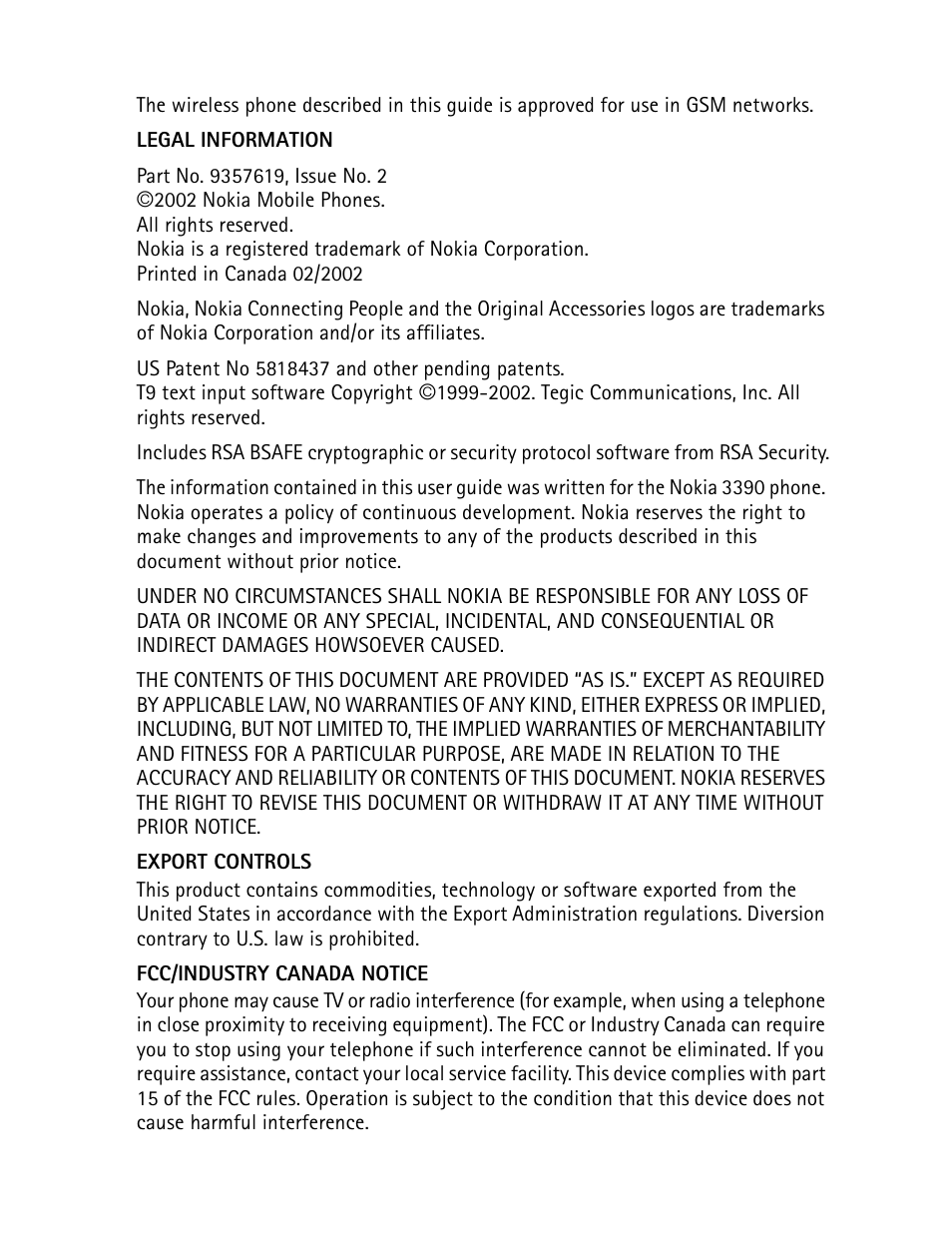 Nokia 3390 User Manual | Page 3 / 161