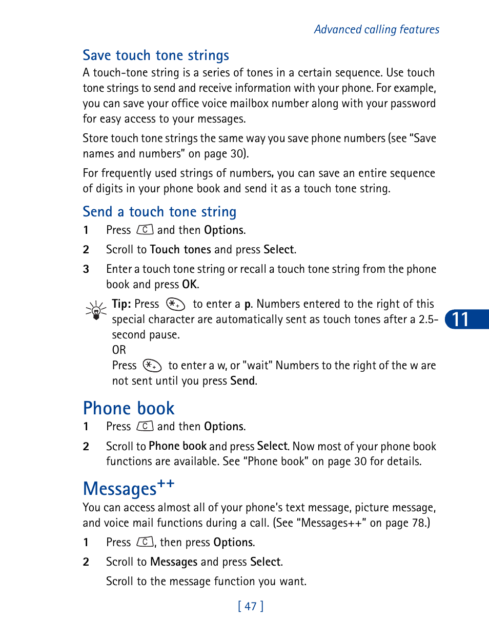 Phone book messages, Phone book, Messages | Nokia 3390 User Manual | Page 60 / 161