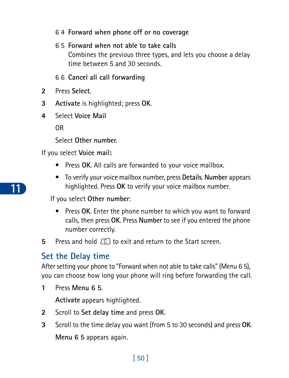 Set the delay time | Nokia 3390 User Manual | Page 63 / 161