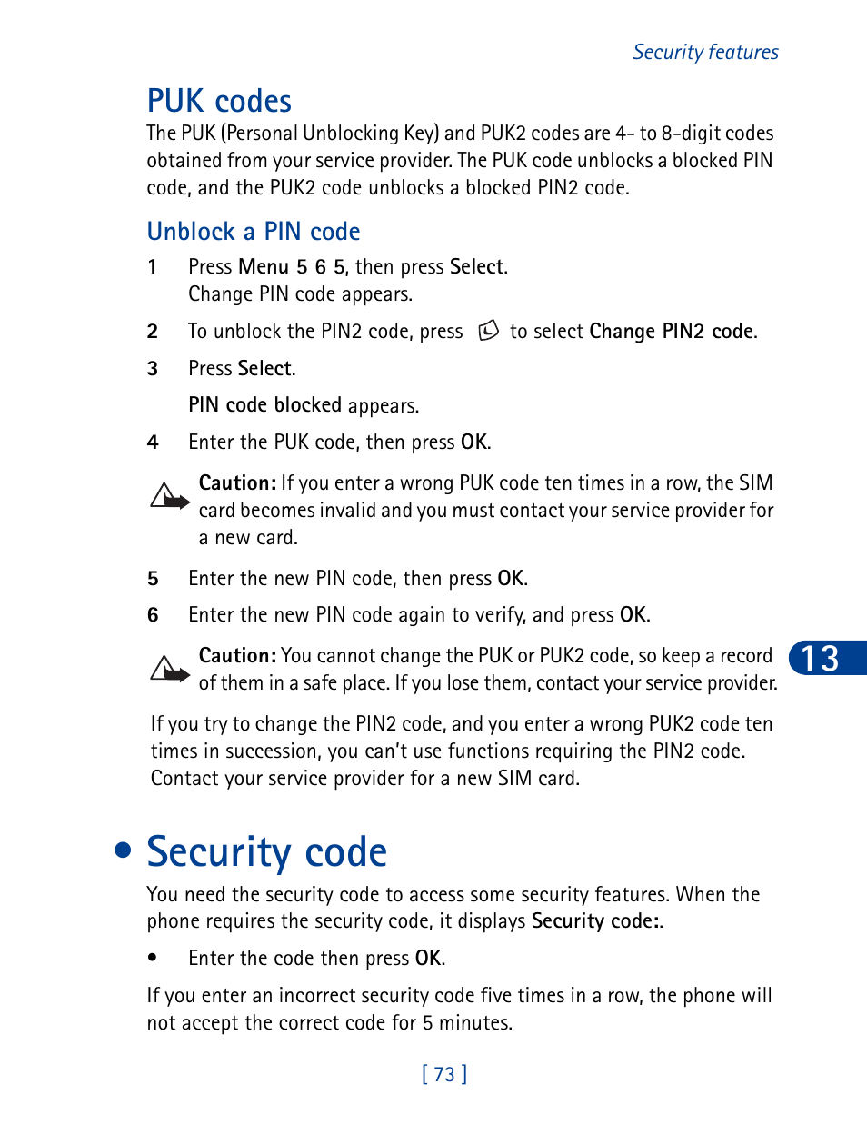 Security code, Puk codes | Nokia 3390 User Manual | Page 86 / 161