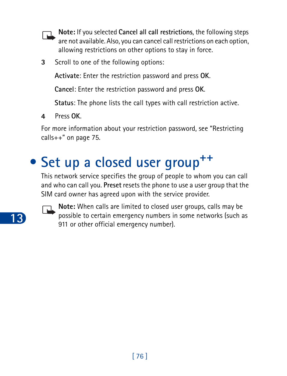 Set up a closed user group | Nokia 3390 User Manual | Page 89 / 161