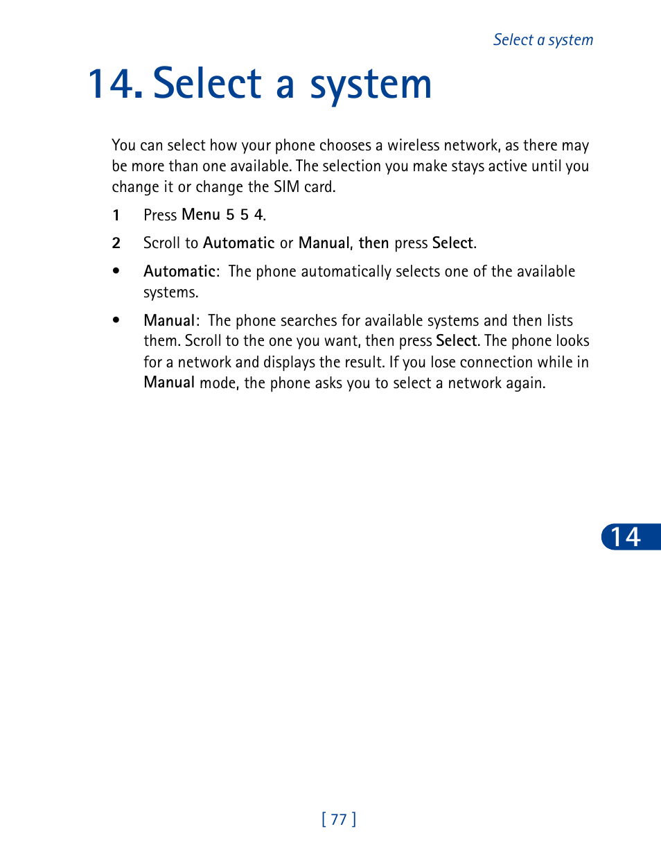 Select a system | Nokia 3390 User Manual | Page 90 / 161