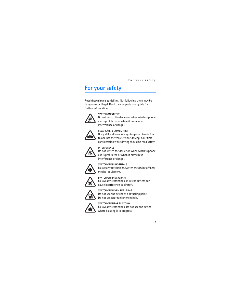 For your safety, Or your safety | Nokia 2366i User Manual | Page 6 / 113