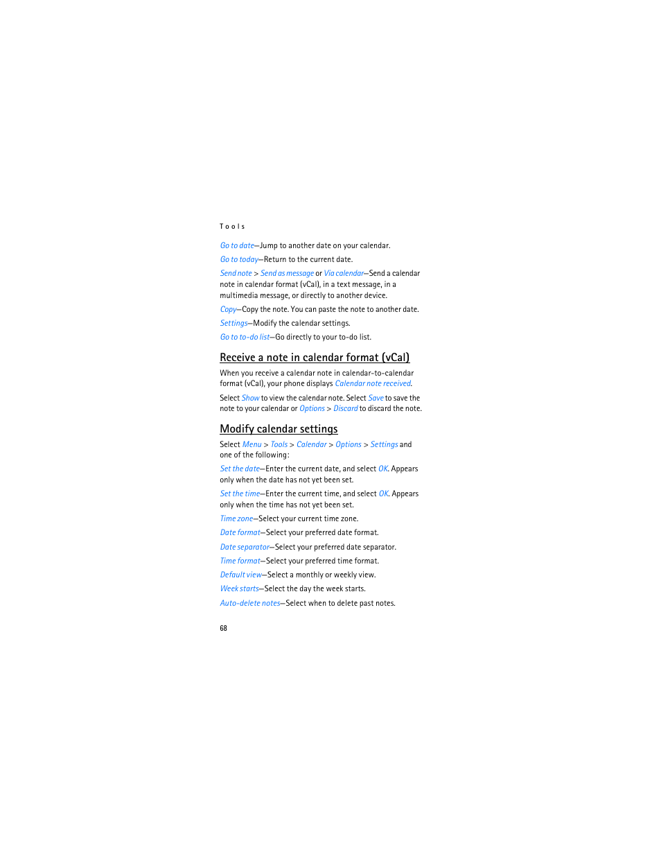 Modify calendar settings | Nokia 2366i User Manual | Page 69 / 113