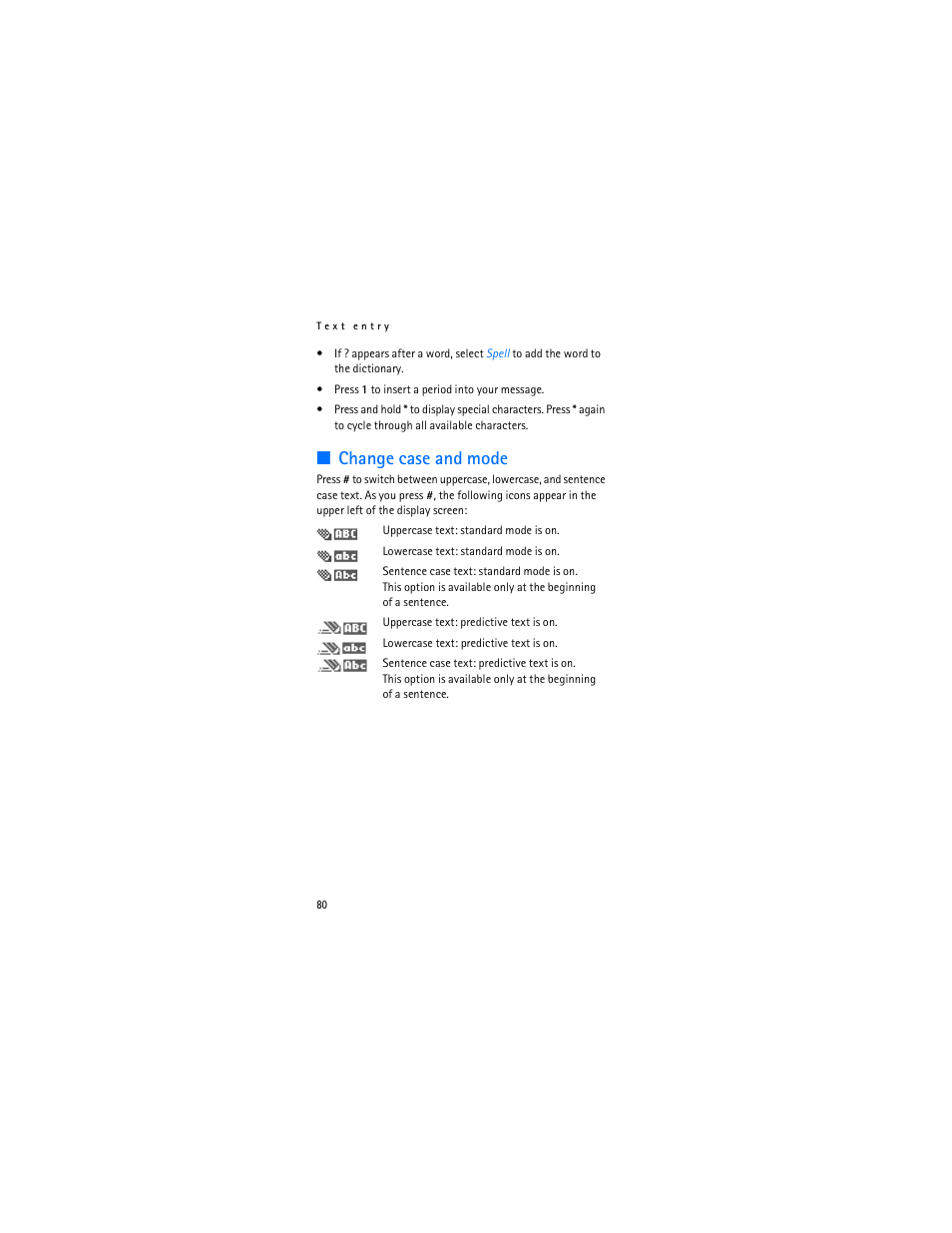 Change case and mode | Nokia 2366i User Manual | Page 81 / 113