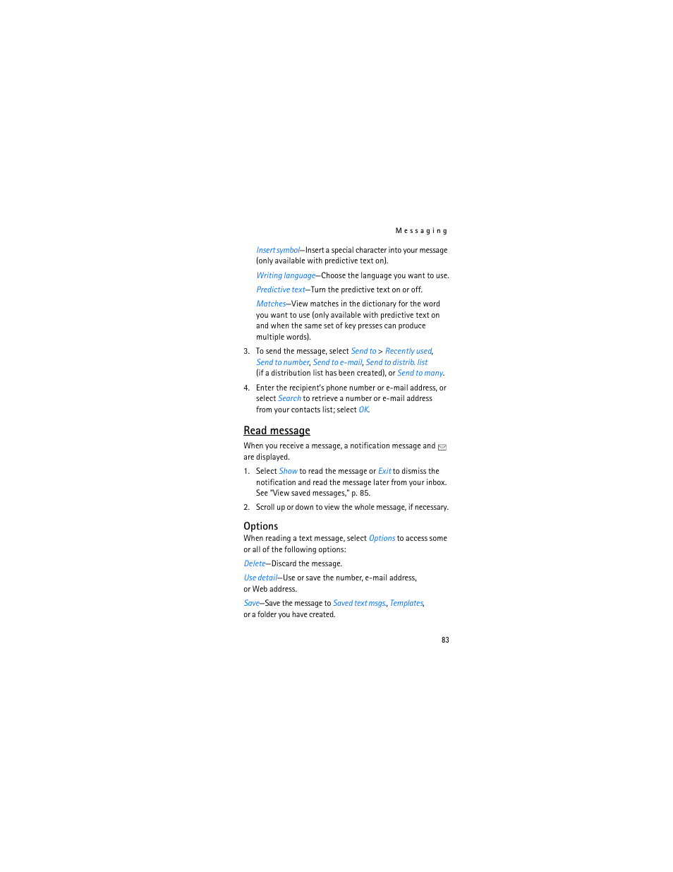 Read message | Nokia 2366i User Manual | Page 84 / 113