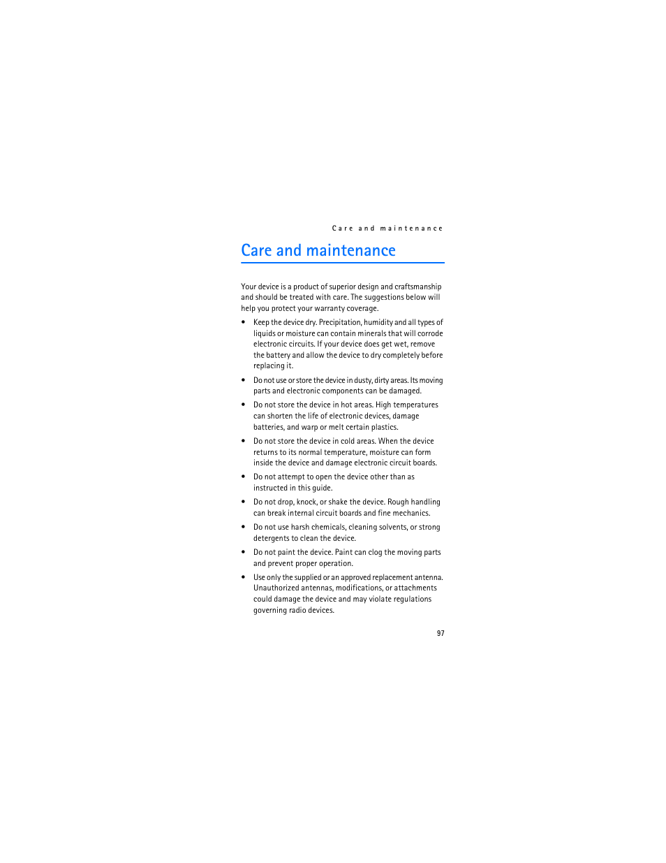 Care and maintenance | Nokia 2366i User Manual | Page 98 / 113
