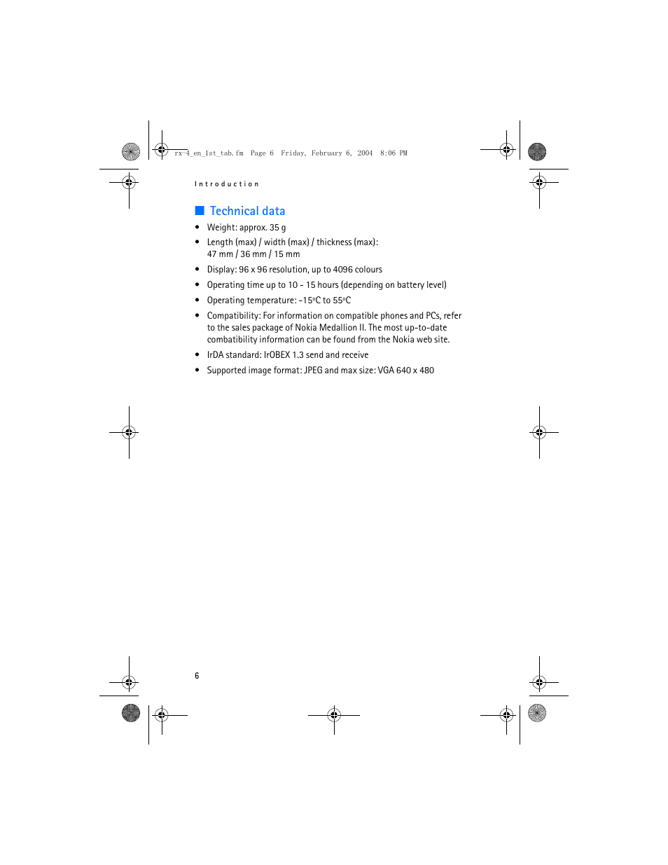 Technical data | Nokia Medallion II User Manual | Page 6 / 14