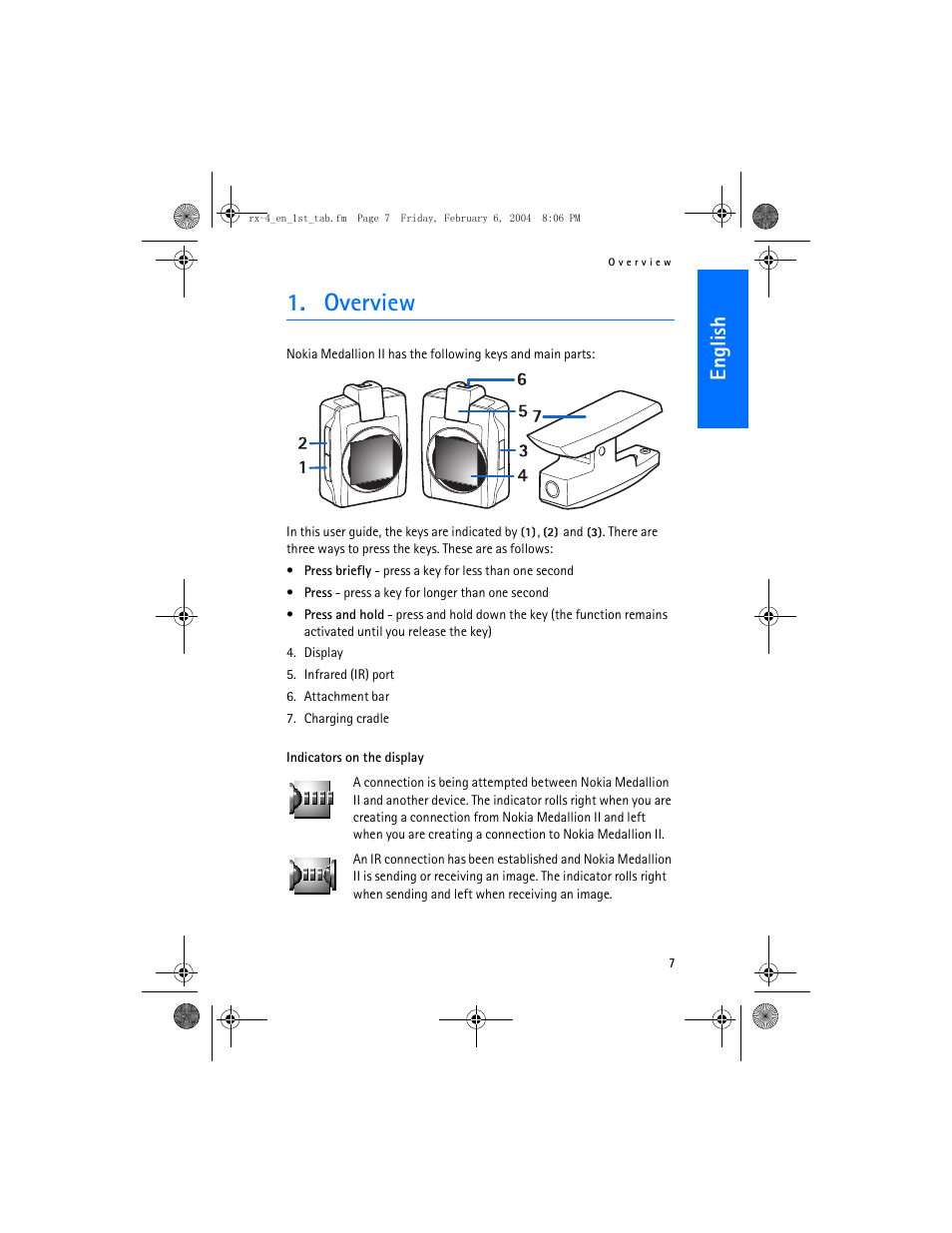 Overview, En gl ish | Nokia Medallion II User Manual | Page 7 / 14