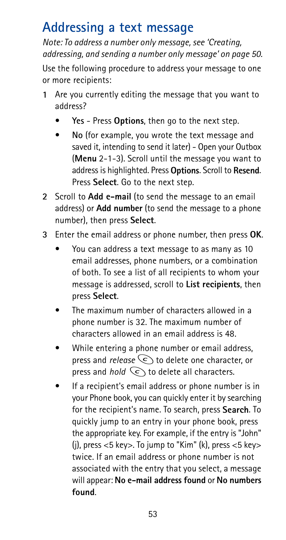 Addressing a text message | Nokia 5185i User Manual | Page 60 / 97