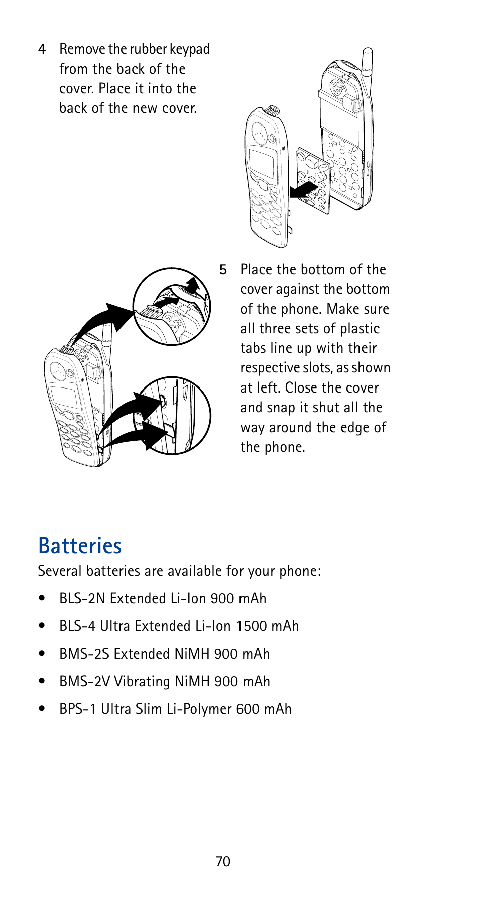 Batteries | Nokia 5185i User Manual | Page 77 / 97