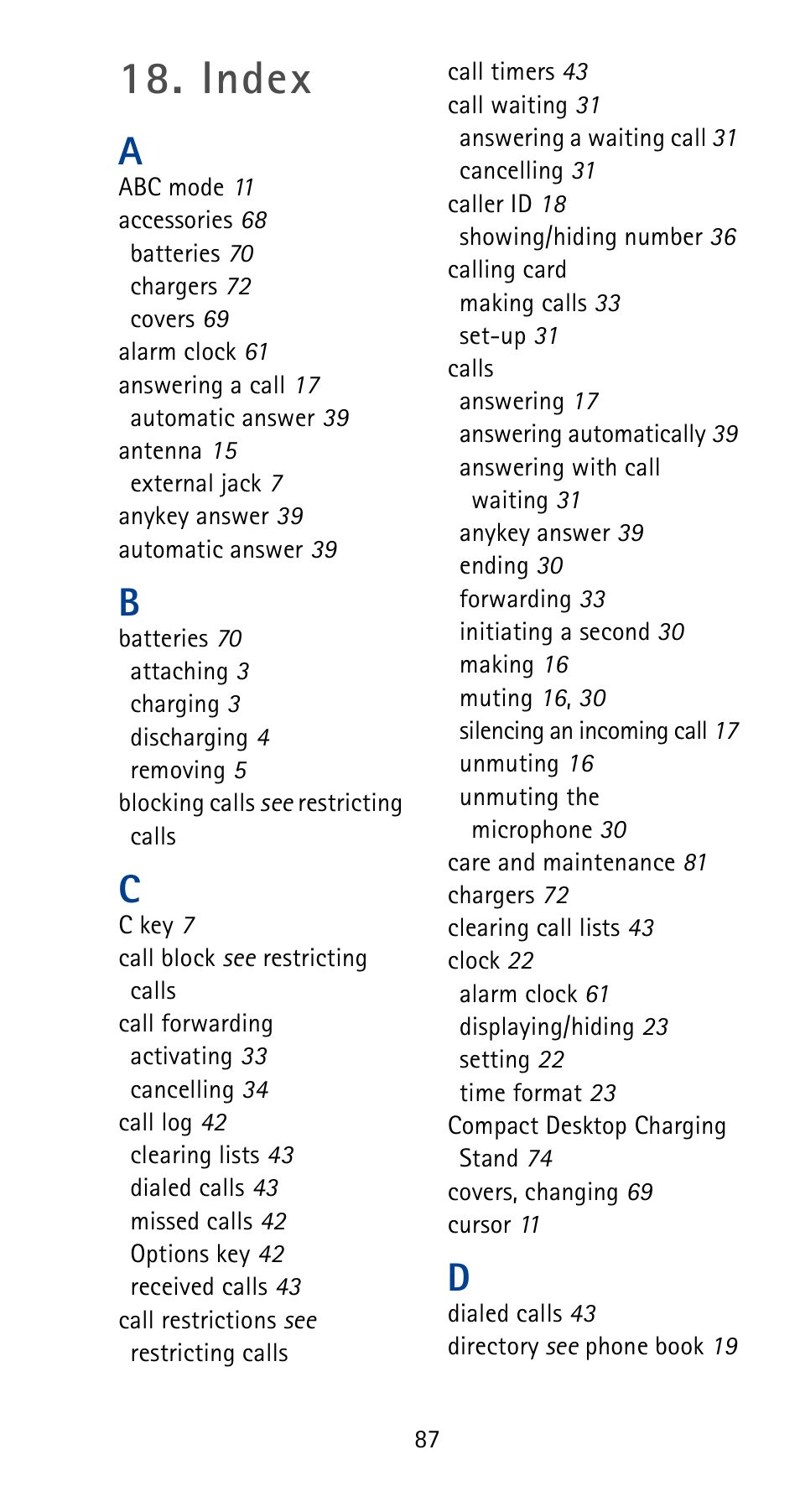 Index | Nokia 5185i User Manual | Page 94 / 97