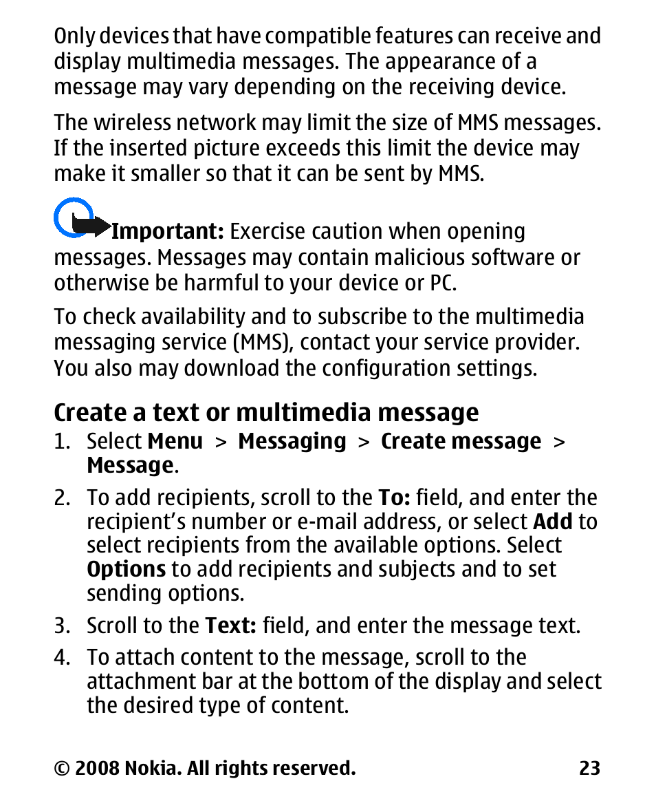 Create a text or multimedia message, Create a text or, Multimedia message | Nokia 1680 User Manual | Page 24 / 62