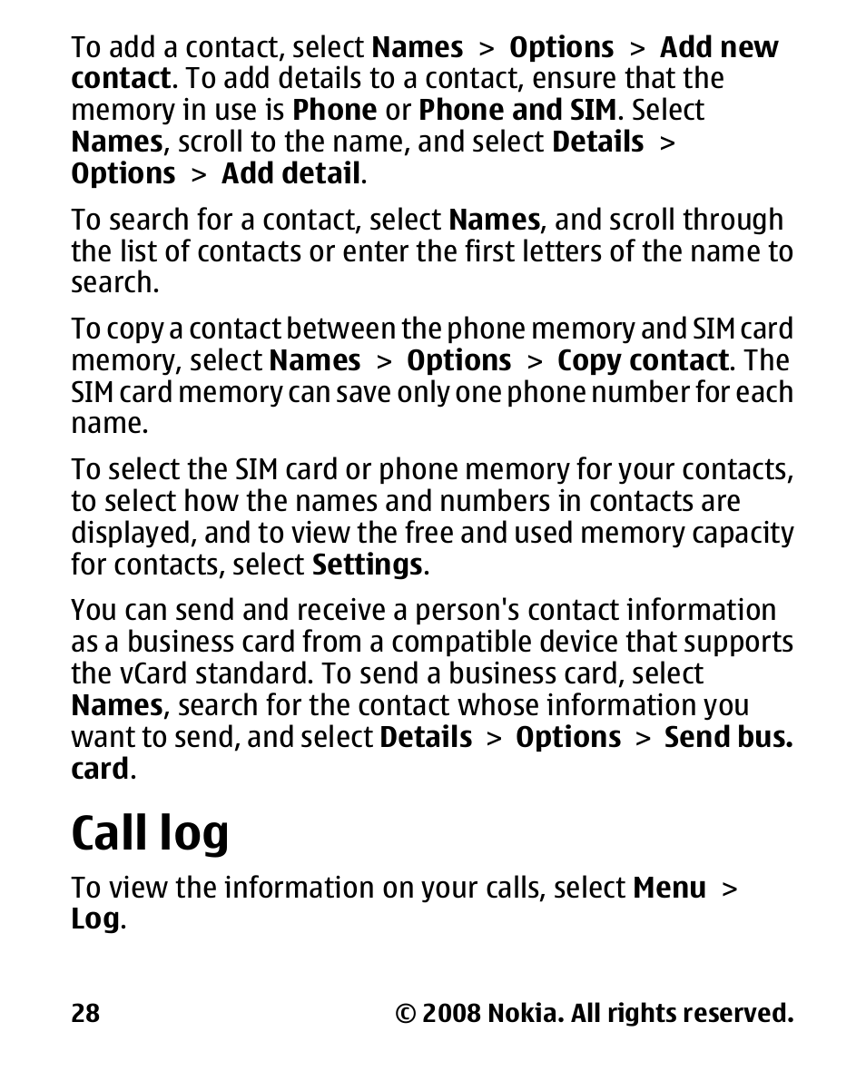 Call log | Nokia 1680 User Manual | Page 29 / 62
