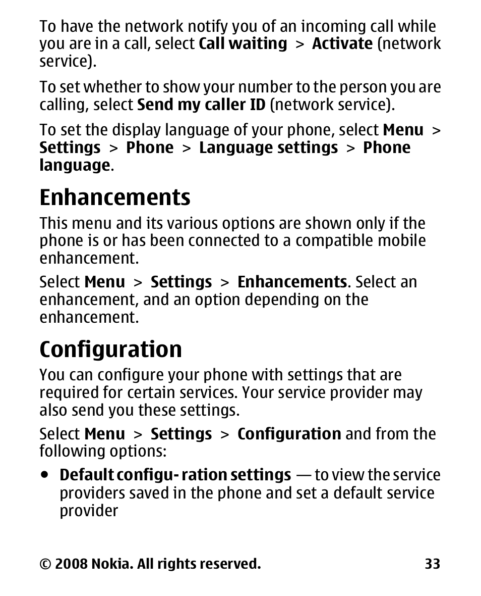 Enhancements, Configuration | Nokia 1680 User Manual | Page 34 / 62