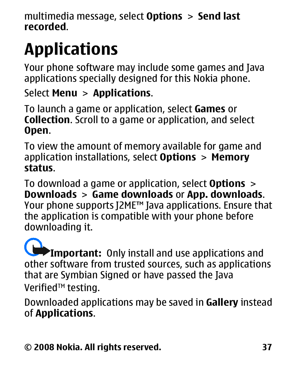Applications | Nokia 1680 User Manual | Page 38 / 62