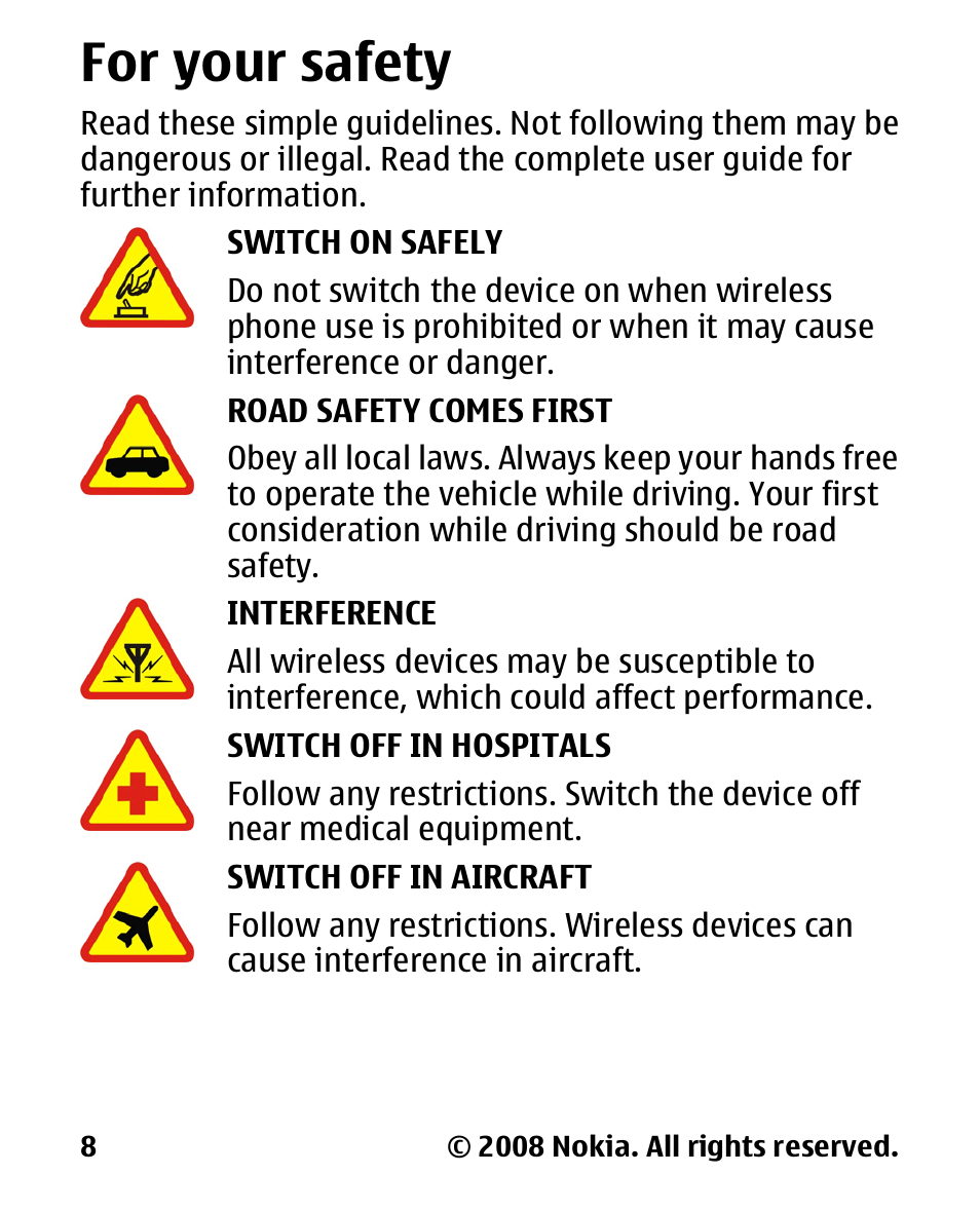 For your safety | Nokia 1680 User Manual | Page 9 / 62